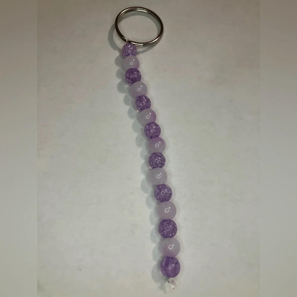 Purple Beaded Keychain - Picture 1 of 1